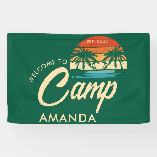 Persoonlijke Beach Camp Bachelorette Party Aangepa Spandoek (Horizontaal)
