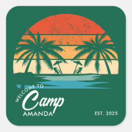 Persoonlijke Beach Camp Bachelorette Party Aangepa Vierkante Sticker