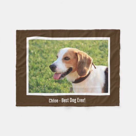 Persoonlijke Beagle Dog Foto en Dog Naam Fleece Deken (Voorkant (Horizontaal))