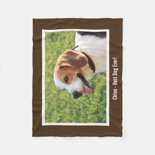 Persoonlijke Beagle Dog Foto en Dog Naam Fleece Deken (Voorkant)