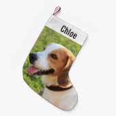 Persoonlijke Beagle Dog Foto en Dog Naam Kleine Kerstsok (Voorkant (Hangend))
