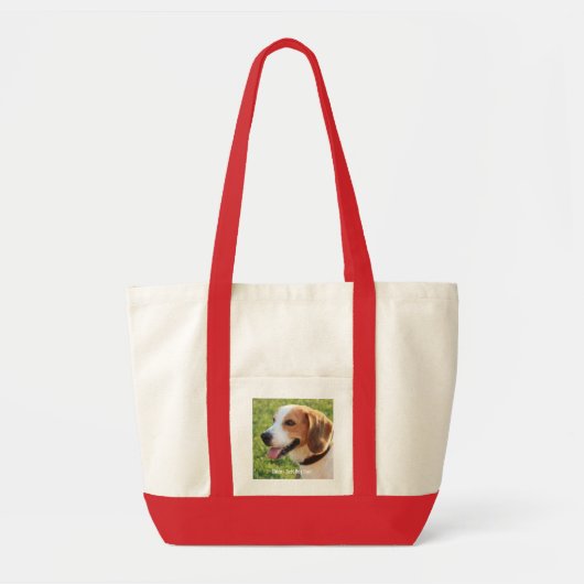 Persoonlijke Beagle Dog Foto en Dog Naam Tote Bag (Voorkant)