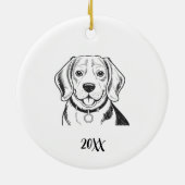 Persoonlijke Beagle-hond Kerstmis Keramisch Ornament (Achterkant)