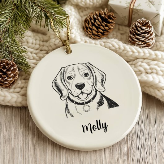 Persoonlijke Beagle-hond Kerstmis Keramisch Ornament