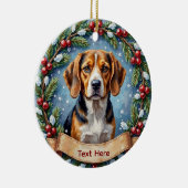 Persoonlijke Beagle Kerstmis Keramisch Ornament (Rechts)
