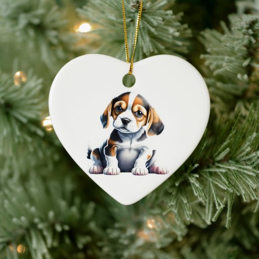 Persoonlijke Beagle Puppy Keramisch Ornament (Boom)