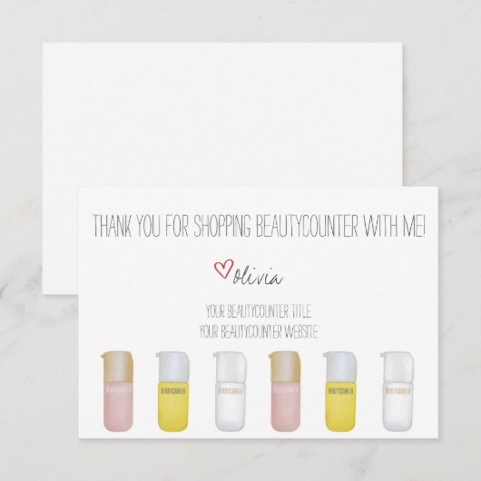 Persoonlijke Beautyteller Met de hand getekende Ha Bedankkaart (Voorkant / Achterkant)