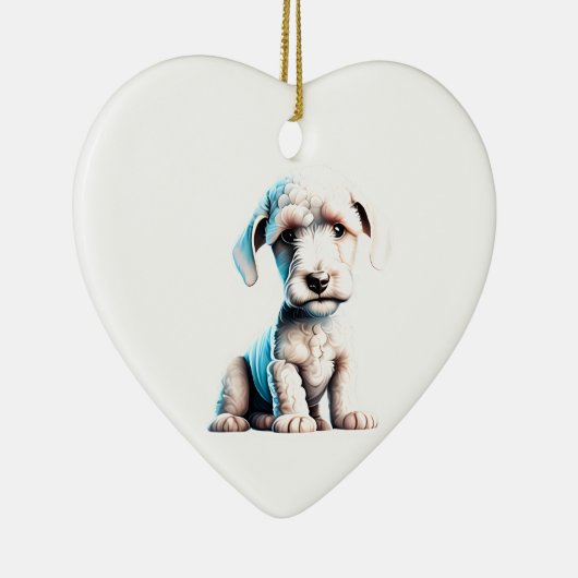 Persoonlijke Bedlington Terrier Puppy Keramisch Ornament (Rechts)