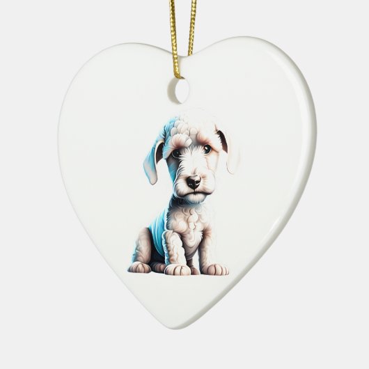 Persoonlijke Bedlington Terrier Puppy Keramisch Ornament (Links)