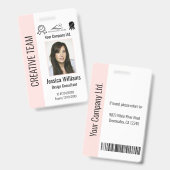 Persoonlijke bedrijf medewerker blush roze ID Badge (Voor- en achterkant)