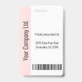 Persoonlijke bedrijf medewerker blush roze ID Badge (Achterkant)