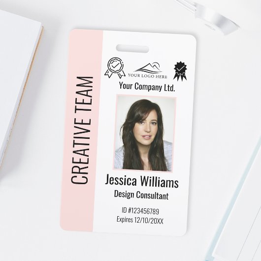 Persoonlijke bedrijf medewerker blush roze ID Badge
