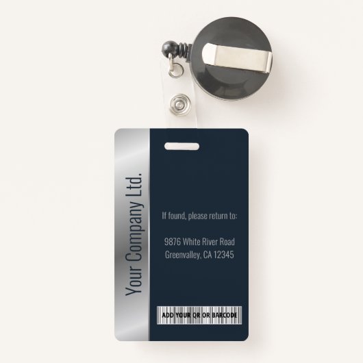 Persoonlijke bedrijfsBlauwe Zilver identiteitskaar Badge (Achterkant met intrekbare)