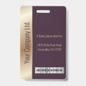 Persoonlijke Bedrijfsemployee Burgundy ID Badge (Achterkant)
