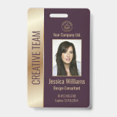 Persoonlijke Bedrijfsemployee Burgundy ID Badge (Voorzijde)