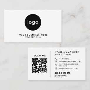 Persoonlijke bedrijfslogo Minimalistische witte QR Visitekaartje