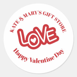 Persoonlijke bedrijfsnaam Gelukkige Valentijnsdag Ronde Sticker