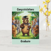 Persoonlijke beer afstudeercadeau kaart (Gele Bloem)