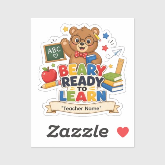 Persoonlijke Beer Leraar Sticker | Beary Klaar Voo (Vel)