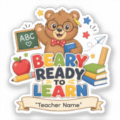 Persoonlijke Beer Leraar Sticker | Beary Klaar Voo (Voorkant)