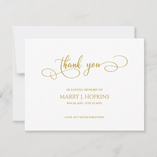 Persoonlijke begrafenis Bereavement Hartelijk dank Bedankkaart (Voorkant)