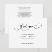 Persoonlijke begrafenis Bereavement Hartelijk dank Bedankkaart (Voorkant / Achterkant)