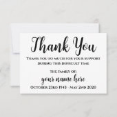 Persoonlijke begrafenis Dank u Notecards Bedankkaart (Voorkant)