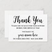 Persoonlijke begrafenis Dank u Notecards Bedankkaart (Voorkant / Achterkant)