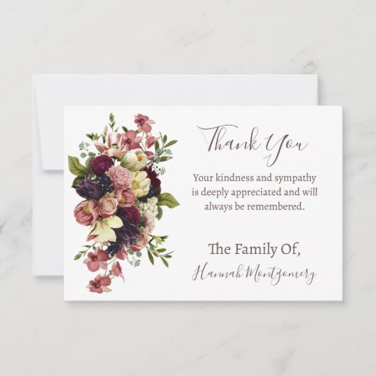 Persoonlijke begrafenis en sympathie Dank u wel ka Notitiekaartje (Voorkant)