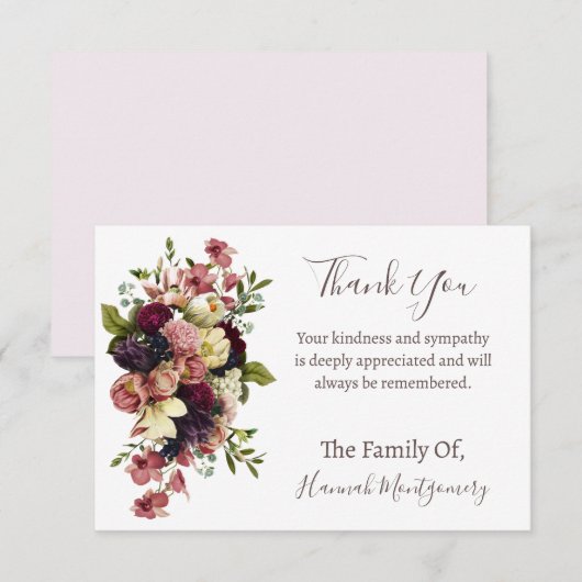 Persoonlijke begrafenis en sympathie Dank u wel ka Notitiekaartje (Voorkant / Achterkant)
