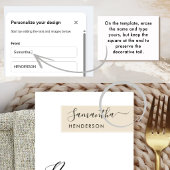 Persoonlijke Beige Crème met Gastnaam Elegant Menu