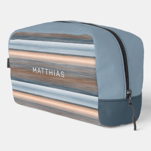 Persoonlijke Beige Grijs Teal Blauwe Bruine Strepe Toilettasje