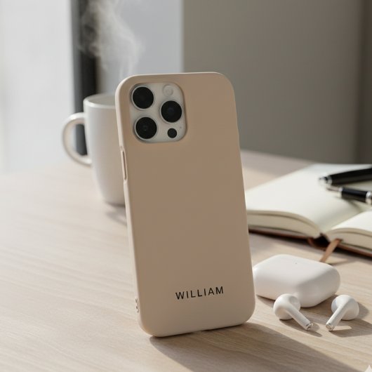 Persoonlijke Beige iPhone Hoes met Eigen Tekst Hoesje
