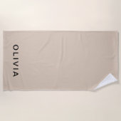 Persoonlijke Beige Monogram Strandlaken (Voorkant)