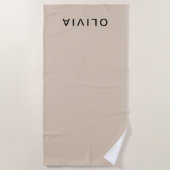 Persoonlijke Beige Monogram Strandlaken (Voorkant)