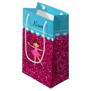 Persoonlijke benaming ballerina neon hot roze glit klein cadeauzakje