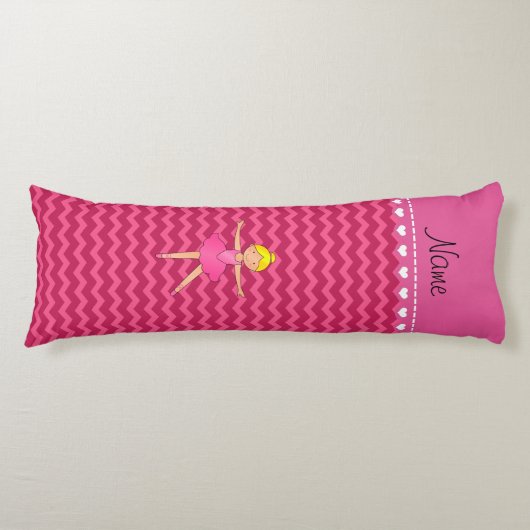 Persoonlijke benaming ballerina roze chevrons lichaamskussen (Voorkant)