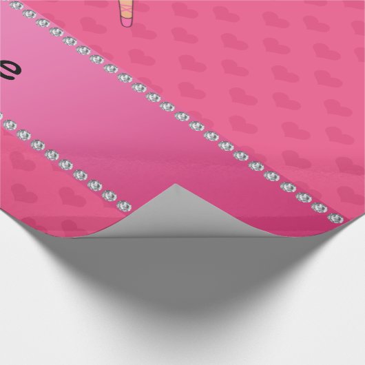 Persoonlijke benaming ballerina roze harten cadeaupapier (Hoek)