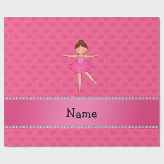 Persoonlijke benaming ballerina roze harten cadeaupapier (Vlak)