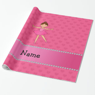 Persoonlijke benaming ballerina roze harten cadeaupapier