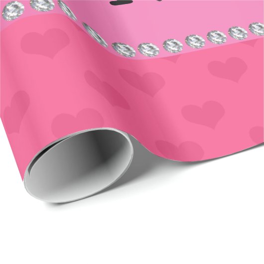 Persoonlijke benaming ballerina roze harten cadeaupapier (Rol Hoek)