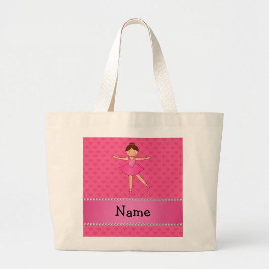 Persoonlijke benaming ballerina roze harten grote tote bag (Voorkant)