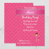 Persoonlijke benaming ballerina roze harten kaart (Voorkant / Achterkant)