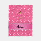 Persoonlijke benaming ballerina roze witte poka do fleece deken (Voorkant)