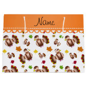 Persoonlijke benaming bladeren van witte kalkoenen large cadeautasje (Voorkant)