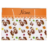 Persoonlijke benaming bladeren van witte kalkoenen large cadeautasje (Achterkant)