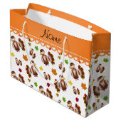 Persoonlijke benaming bladeren van witte kalkoenen large cadeautasje (Achterkant Gekanteld)