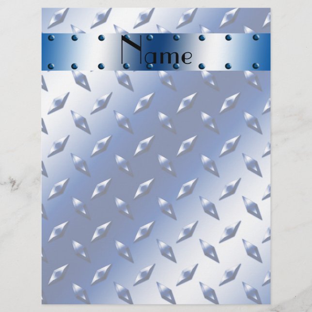 Persoonlijke benaming blauw ruitstaal bord staal (Voorkant)