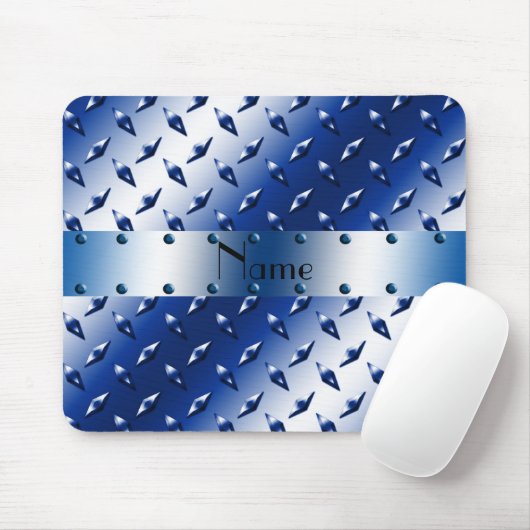 Persoonlijke benaming blauw ruitstaal bord staal muismat (Met muis)