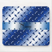 Persoonlijke benaming blauw ruitstaal bord staal muismat (Voorkant)